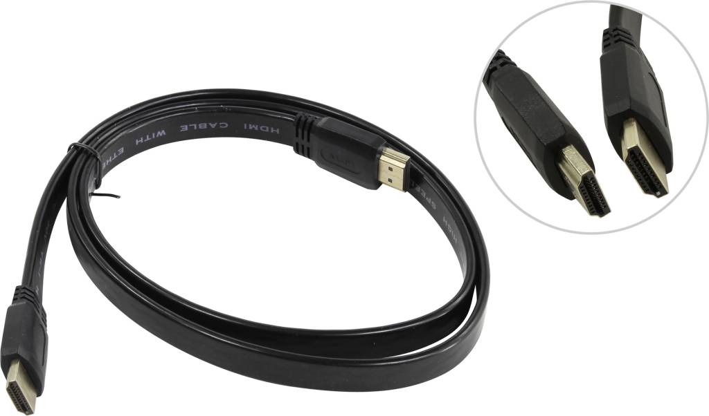 купить Кабель HDMI to HDMI (19M -19M)  1.0м v1.4 (плоский) TV-COM [CG200F-1м]
