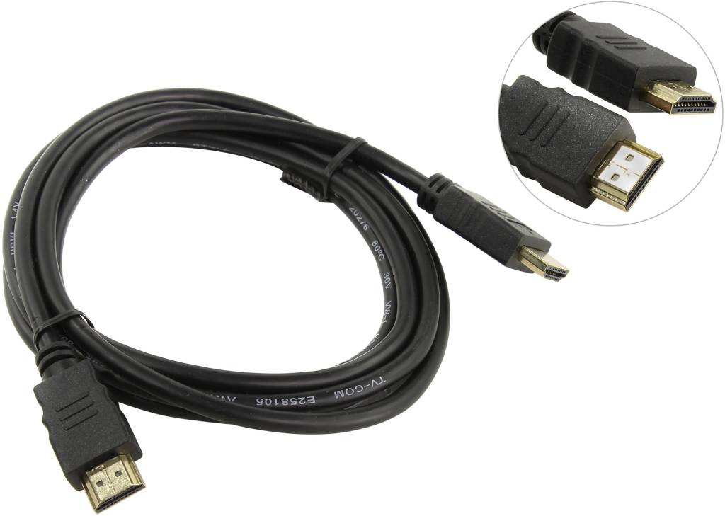купить Кабель HDMI to HDMI (19M -19M)  2.0м v1.4 TV-COM [CG501N-2м]