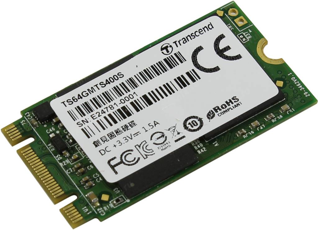   SSD  64 Gb M.2 2242 B&M SATA-III Transcend MTS400 [TS64GMTS400S] MLC