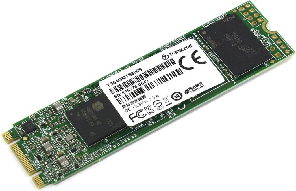   SSD  64 Gb M.2 2280 B&M SATA-III Transcend MTS800 [TS64GMTS800S] MLC