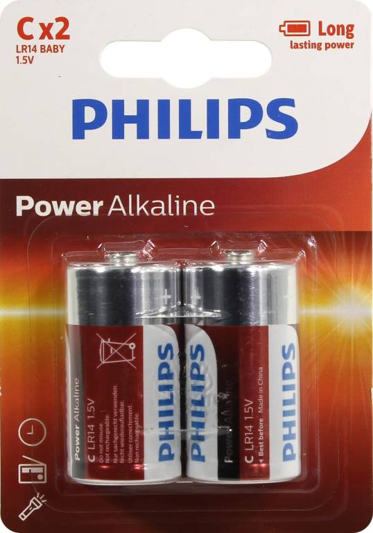  .  PHILIPS Power Alkaline LR14P2B/10 SizeD, 1.5V,  (alkaline) [. 2 ]