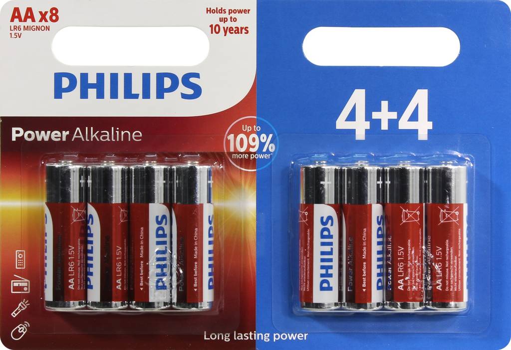  .  PHILIPS Power Alkaline LR6P8BP/10 SizeAA, 1.5V,  (alkaline) [. 8 ]