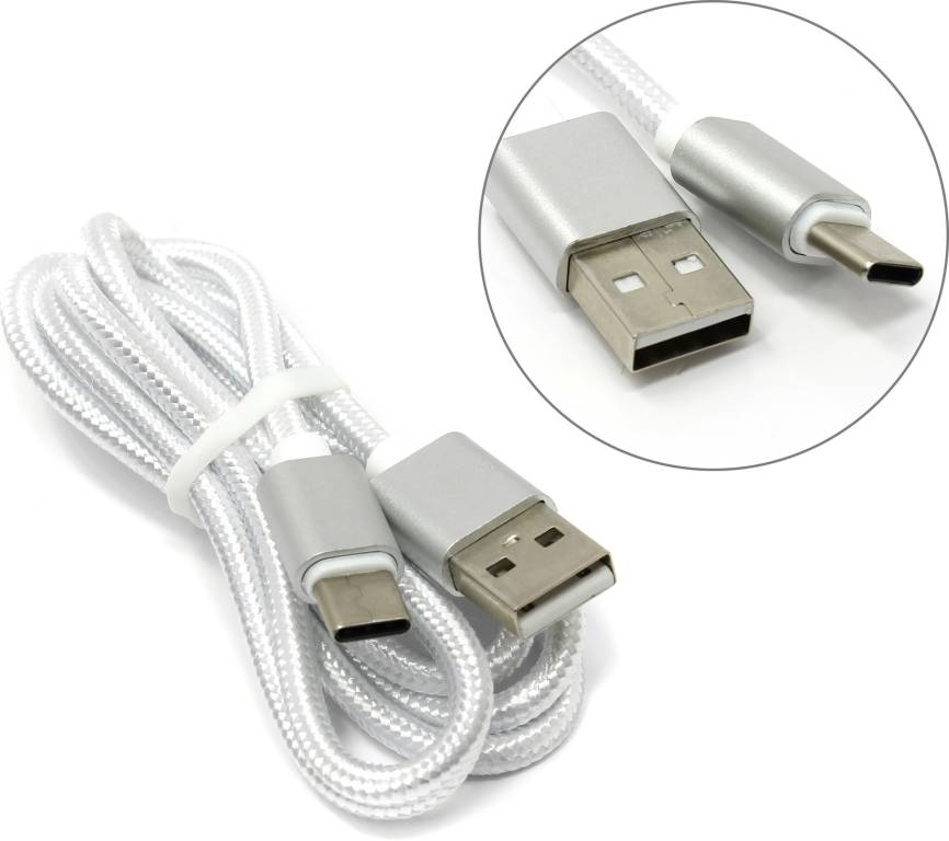 купить Кабель USB 2.0 AM - > USB-C M  1.0м Jet.A [JA-DC31 1м White]