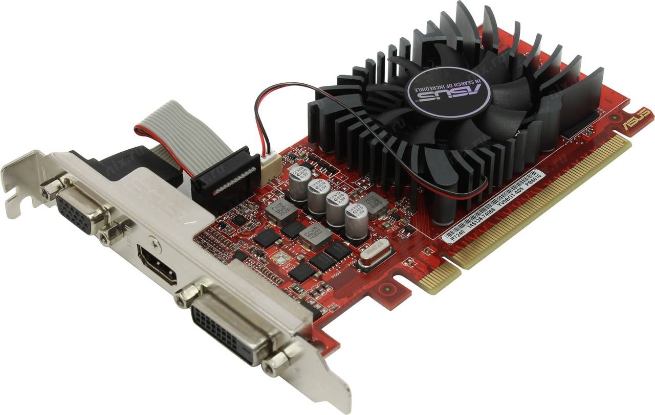   PCI-E 2Gb DDR5 ASUS R7240-2GD5-L (RTL) D-Sub+DVI+HDMI [RADEON R7 240]