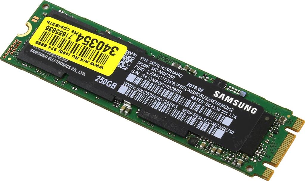   SSD 250 Gb M.2 2280 B&M SATA-III Samsung 860 EVO [MZ-N6E250BW] (RTL) V-NAND TLC