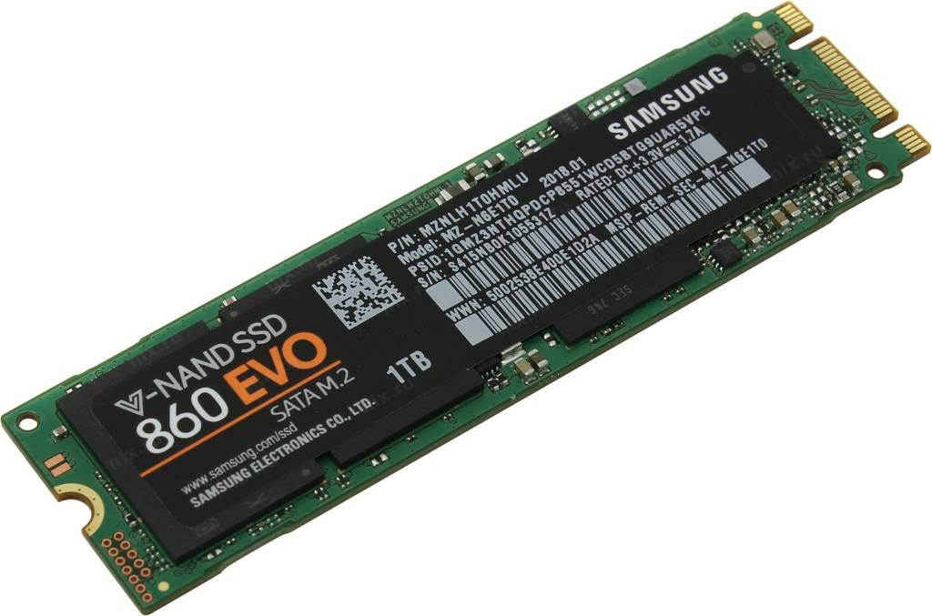   SSD 1 Tb M.2 2280 B&M 6Gb/s Samsung 860 EVO [MZ-N6E1T0BW] (RTL) V-NAND TLC