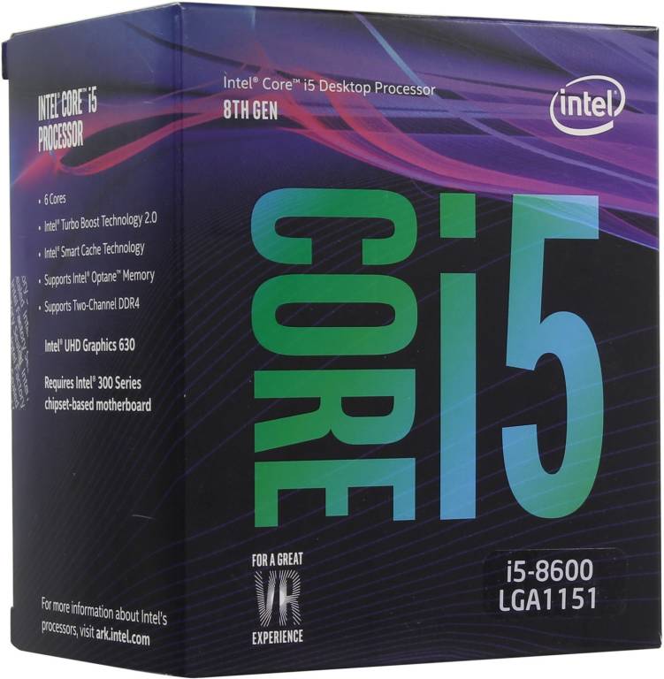   Intel Core i5-8600 BOX 3.1 GHz/6core/SVGA UHD Graphics 630/1.5+9Mb/65W/8 GT/s LGA1151