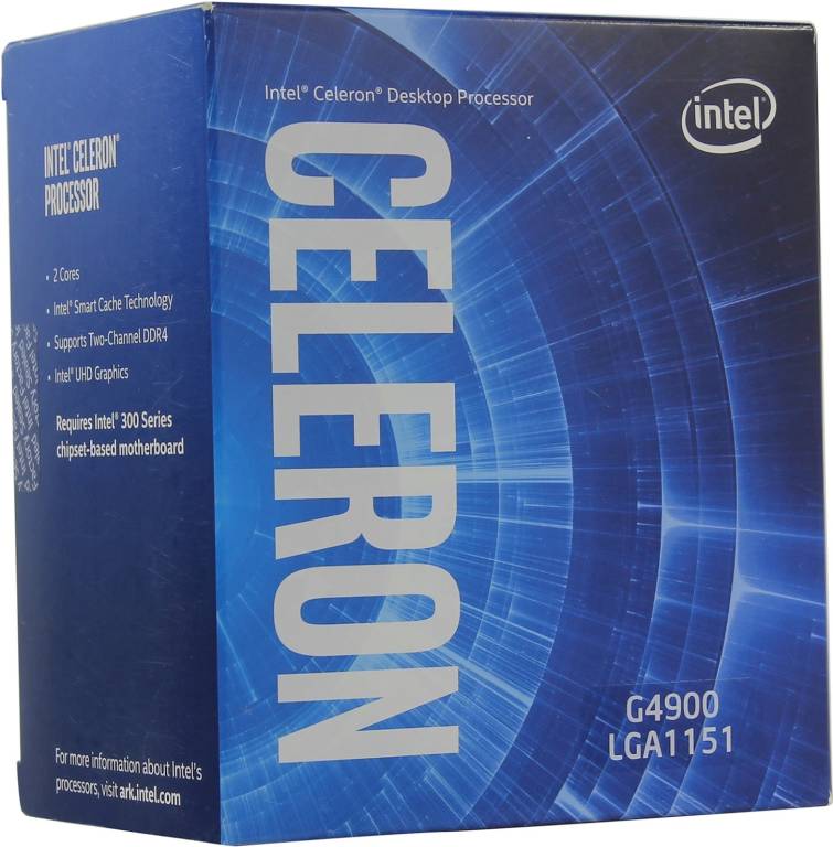   Intel Celeron G4900 BOX 3.1 GHz/2core/SVGA UHD Graphics 610/ 2Mb/54W/8 GT/s LGA1151