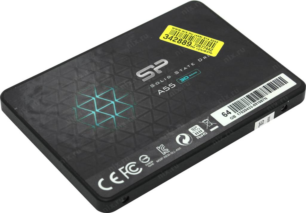   SSD  64 Gb SATA-III Silicon Power Ace A55 [SP064GBSS3A55S25] 2.5 3D TLC