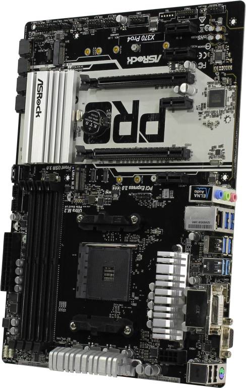    SocAM4 ASRock X370 PRO4(RTL)[X370]2xPCI-E Dsub+DVI+HDMI GbLAN SATA RAID ATX 4D