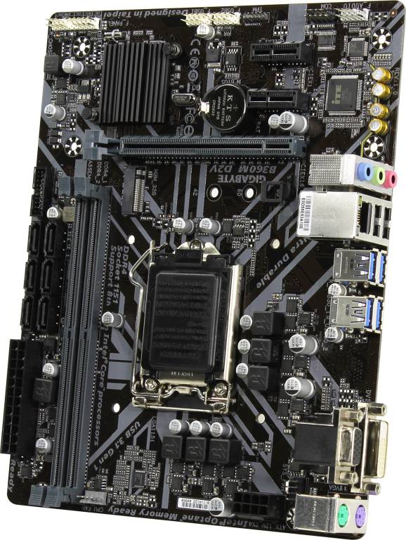   LGA1151 GIGABYTE B360M D2V rev1.0(RTL)[B360]PCI-E Dsub+DVI GbLAN SATA MicroATX 2DD