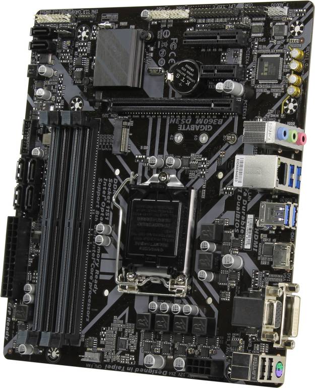    LGA1151 GIGABYTE B360M DS3H rev1.0(RTL)[B360]PCI-E Dsub+DVI+HDMI GbLAN SATA MicroA