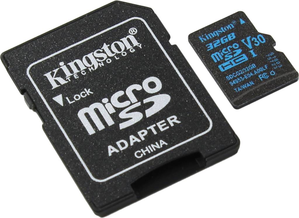    microSDHC 32Gb Kingston [SDCG2/32GB] V30 UHS-I U3 + microSD-- >SD Adapter
