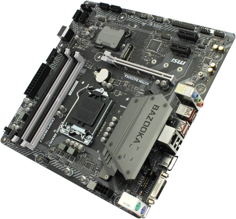    LGA1151 MSI H370M BAZOOKA (RTL) [H370] PCI-E DVI+HDMI GbLAN SATA MicroATX 4DDR4