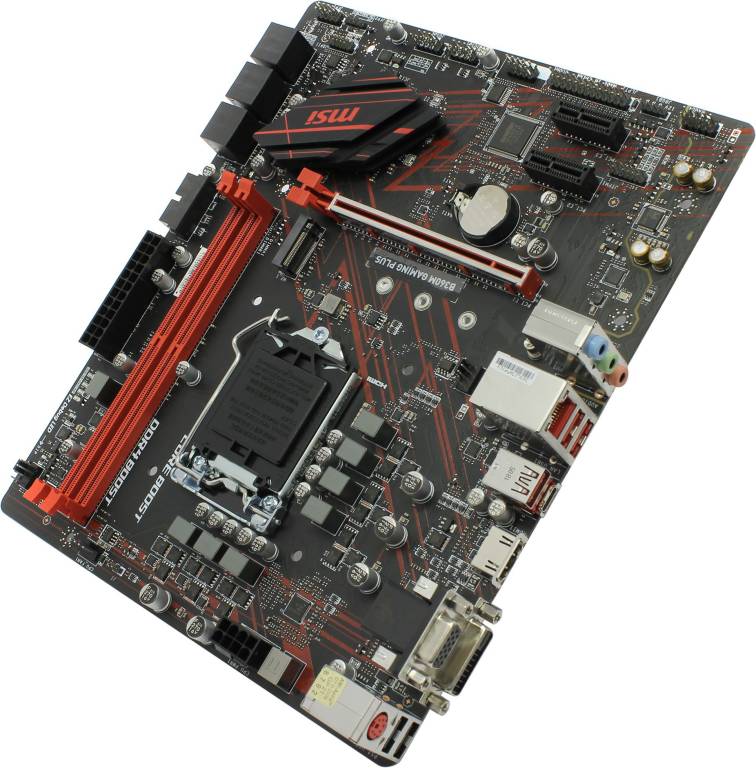    LGA1151 MSI B360M GAMING PLUS(RTL)[B360]PCI-E Dsub+DVI+HDMI GbLAN SATA MicroATX 2D