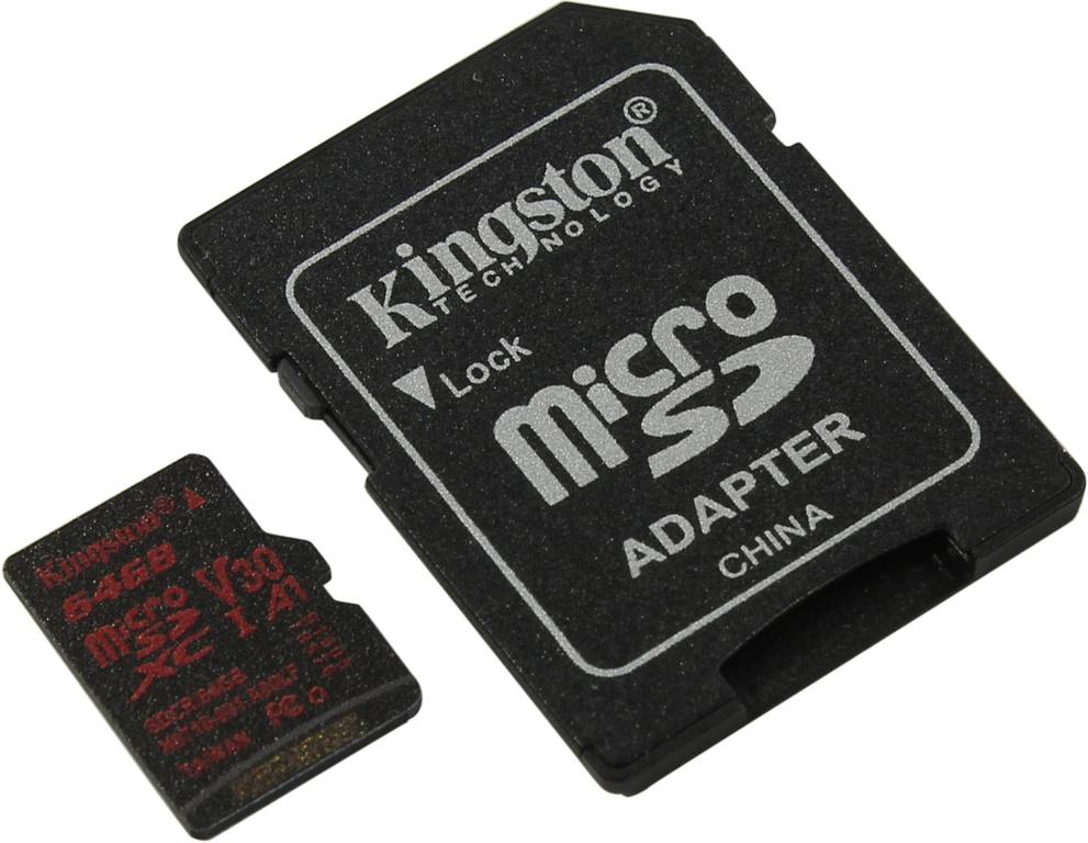    microSDXC 64Gb Kingston [SDCR/64GB] UHS-I U3 + microSD-- >SD Adapter