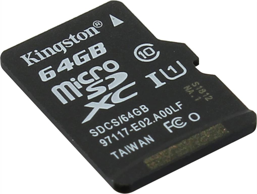    microSDXC 64Gb Kingston [SDCS/64GBSP] UHS-I U1