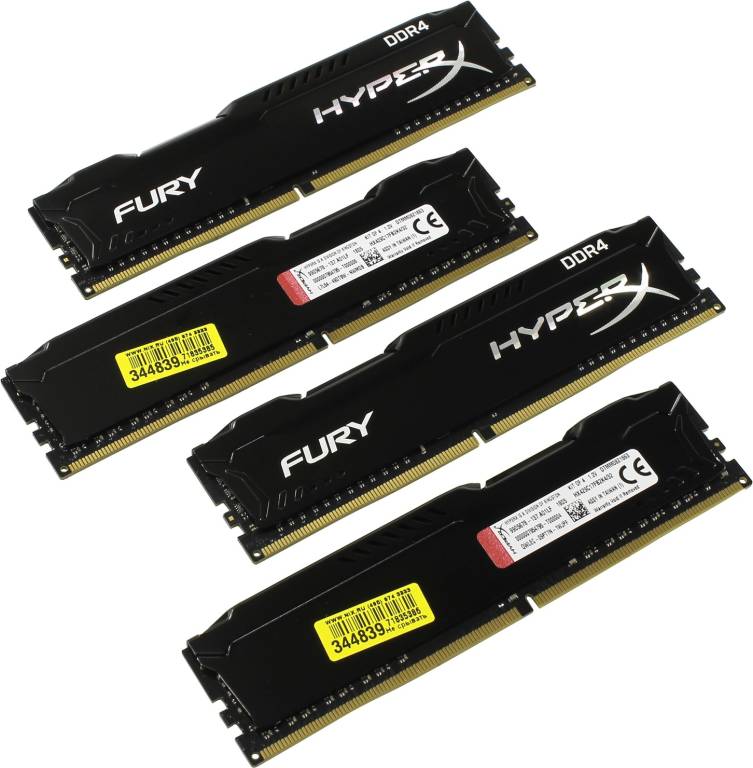    DDR4 DIMM 32Gb PC-23400 Kingston HyperX Fury [HX429C17FB2K4/32] KIT 4*8Gb CL17