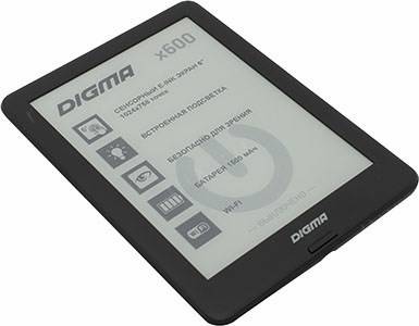    Digma X600 Black(6,mono,,1024x758,8Gb,FB2/PDF/RTF/EPUB/JPG/BMP,WiFi,USB2