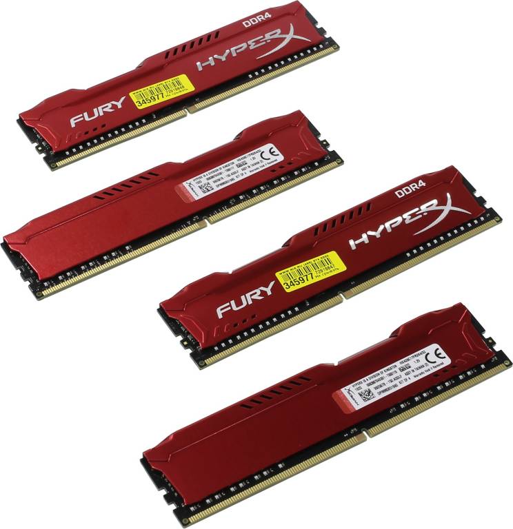   DDR4 DIMM 32Gb PC-23400 Kingston HyperX Fury [HX429C17FR2K4/32] KIT 4*8Gb CL17