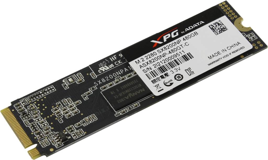   SSD 480 Gb M.2 2280 M ADATA XPG SX8200 [ASX8200NP-480GT-C] 3D TLC
