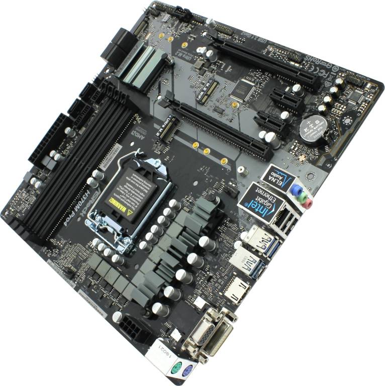    LGA1151 ASRock H370M PRO4(RTL)[H370]2xPCI-E Dsub+DVI+HDMI GbLAN SATA MicroATX 4DDR