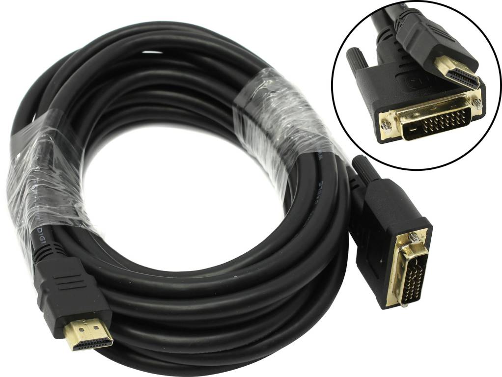 купить Кабель HDMI to DVI-D Dual Link (19M -25M)  5.0м Greenconnection [GCR-HD2DVI1-5.0m]