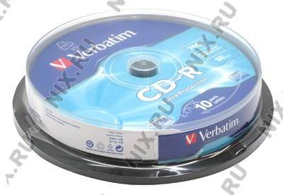 купить Диск CD-R 700Мб Verbatim 52x ( 10 шт) DL Cake Box (43429)