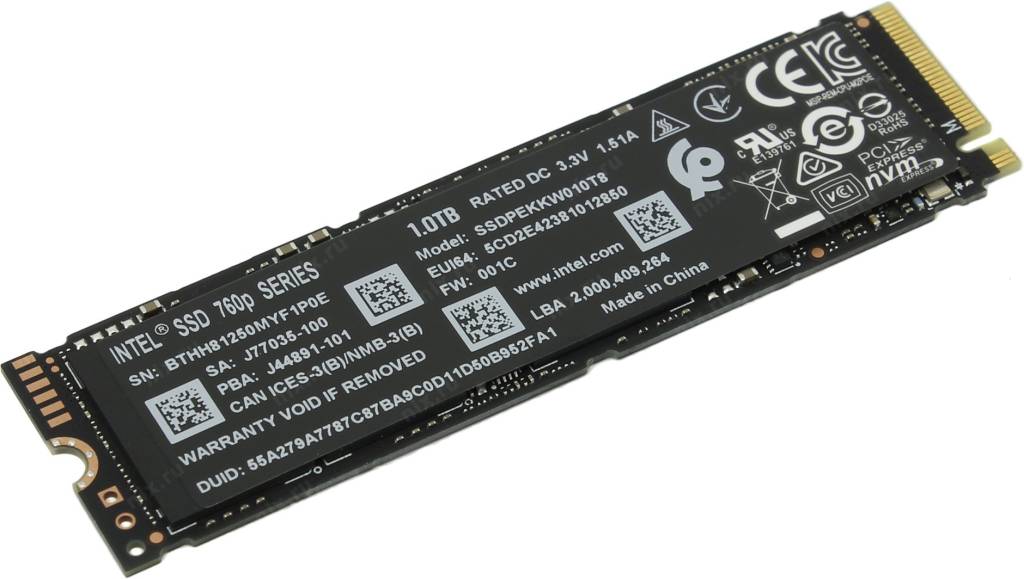   SSDPEKKW010T8X1 SSD Intel Original PCI-E x4 1Tb 760p Series M.