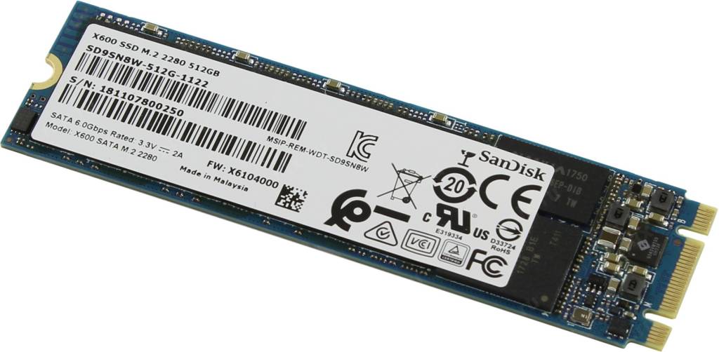   SSD 512 Gb M.2 2280 B&M SanDisk X600 [SD9SN8W-512G-1122] 3D TLC
