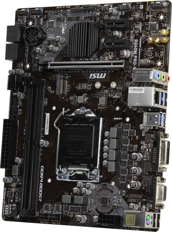    LGA1151 MSI B360M PRO-VD (RTL) [B360] PCI-E Dsub+DVI GbLAN SATAMicroATX 2DDR4