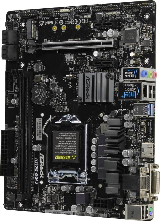    LGA1151 ASRock H310M-G/M.2(RTL)[H310]PCI-E Dsub+DVI+HDMI GbLAN SATA MicroATX 2DDR4