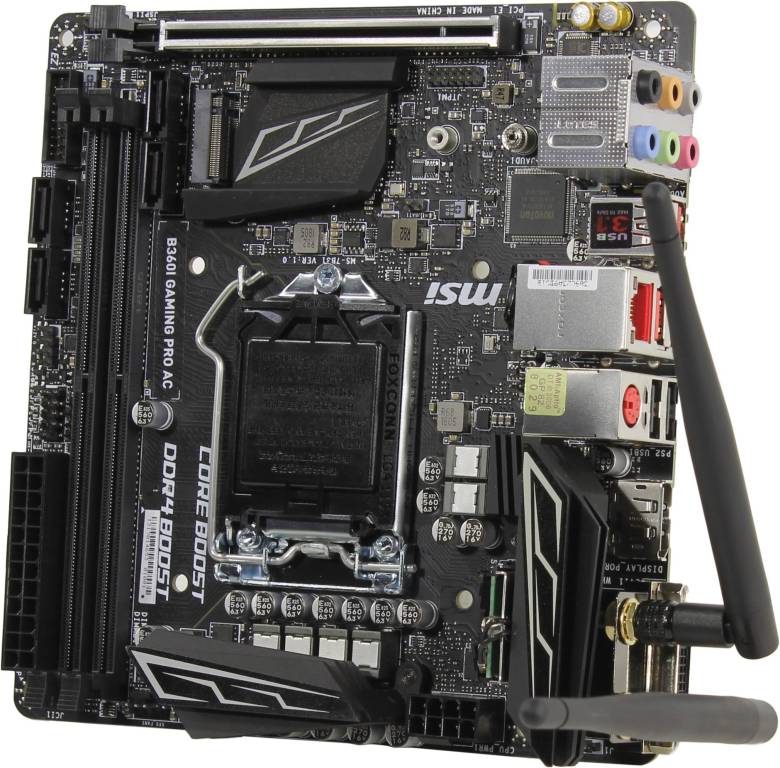    LGA1151 MSI B360I GAMING PRO AC(RTL)[B360]PCI-E DVI+DP GbLANSATA Mini-ITX 2DDR4SAT