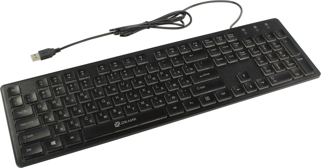 купить Клавиатура USB OKLICK Keyboard [510ML] [USB] 104КЛ, подсветка клавиш [1011965]