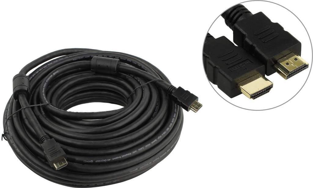купить Кабель HDMI to HDMI (19M -19M) 20м AOpen [ACG711D-20м] 2 фильтра ver2.0