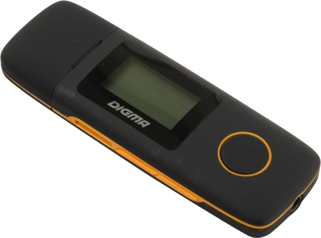   Digma [U3-4GB Black-Orange] (MP3 Player,FM Tuner,4Gb,MicroSD,LCD,,USB,Li-Pol)