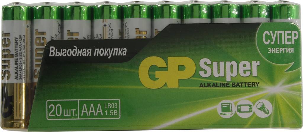  .  GP Super 24A-2CRVS20 (LR03) Size AAA,  (alkaline) [. 20 ]