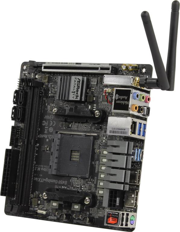    SocAM4 ASRock B450 GAMING-ITX/AC(RTL)[B450]PCI-E HDMI+DP GbLAN SATA Mini-ITX 2