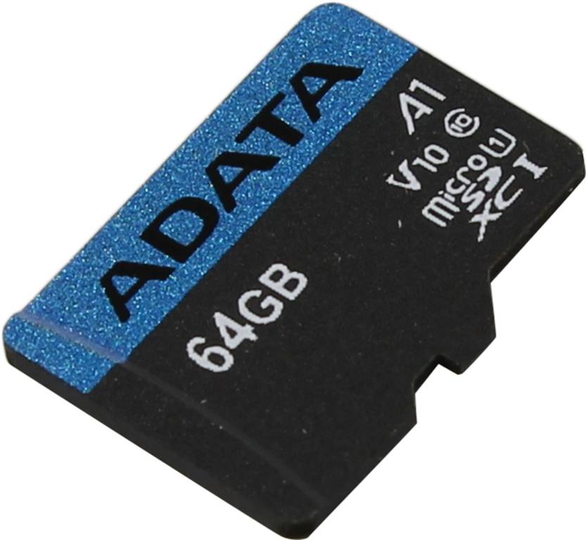    microSDXC 64Gb ADATA Premier [AUSDX64GUICL10A1-R] A1 V10 UHS-I U1
