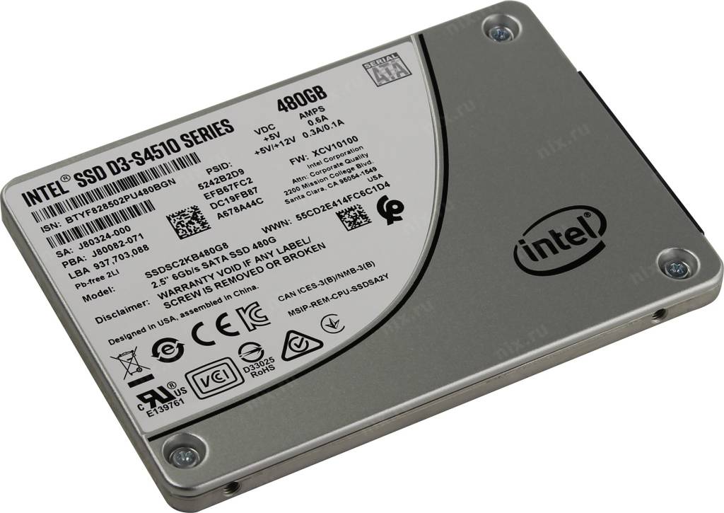   SSD 480 Gb SATA-III Intel D3-S4510 Series [SSDSC2KB480G801] 2.5 3D TLC