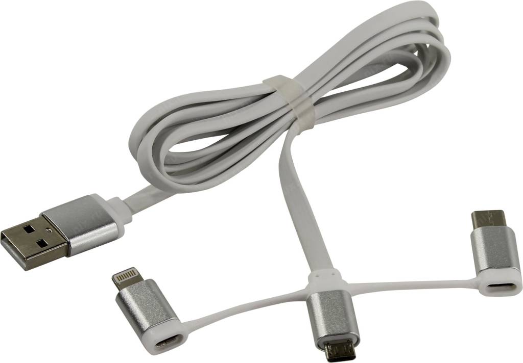 купить Кабель USB-- >Lightning/micro-B/USB-C 1.2.0м Smartbuy [iK-312 White]