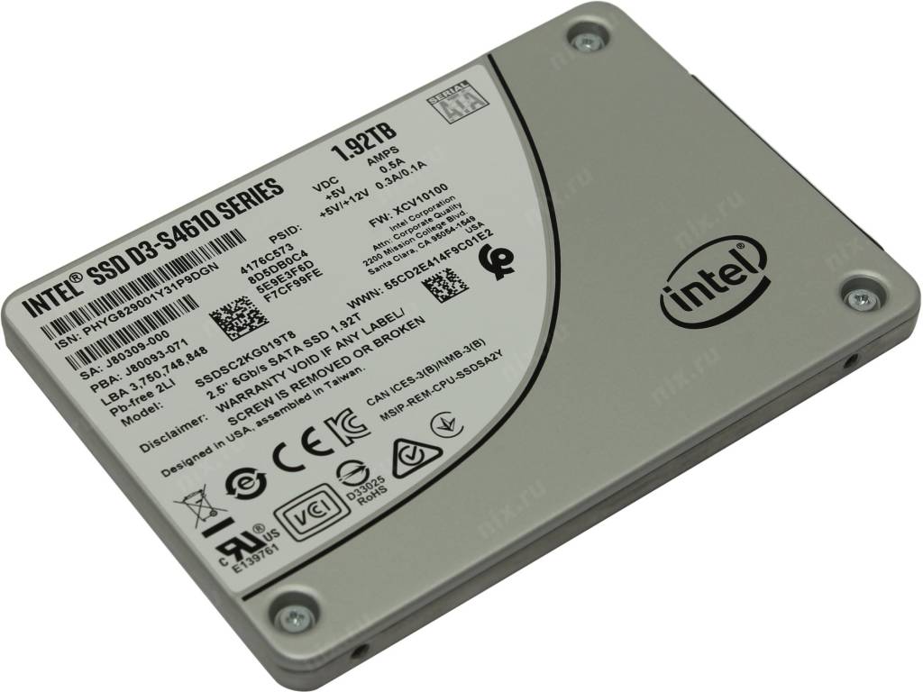   SSD 1.92 Tb SATA-III Intel D3-S4610 Series [SSDSC2KG019T801] 2.5 3D TLC