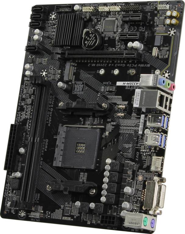    SocAM4 GIGABYTE GA-A320M-H(RTL)[A320]PCI-E DVI+HDMI GbLAN SATA RAID MicroATX 2