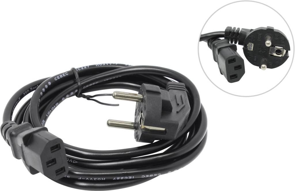 купить Сетевой кабель  1.8 м (сеть-системный блок)/(компьютер-розетка) 220V Европейский стандарт с заземл.
