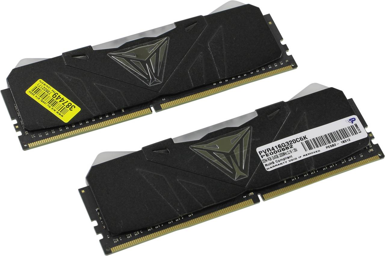    DDR4 DIMM 16Gb PC-25600 Patriot Viper RGB [PVR416G320C6K] KIT 2*8Gb