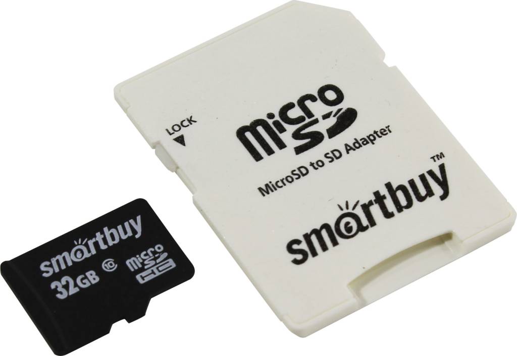    microSDHC 32Gb SmartBuy [SB32GBSDCL10-01_] Class10 + microSD-- >SD Adapter
