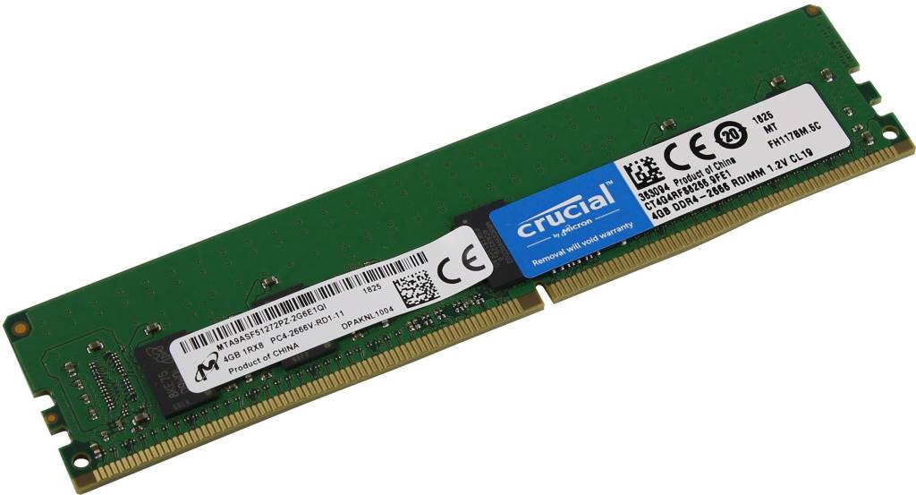    DDR4 RDIMM  4Gb PC-21300 Crucial [CT4G4RFS8266] CL19 ECC Registered