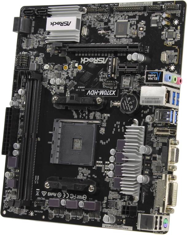    SocAM4 ASRock X370M-HDV(RTL)[X370]PCI-E Dsub+DVI+HDMI GbLAN SATA RAID ATX 2DDR