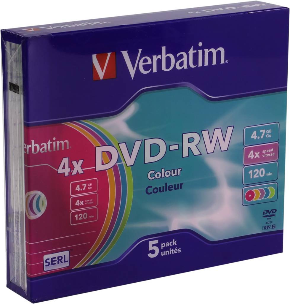 купить Диск DVD-RW Verbatim 4.7Gb 4x [уп. 5 шт] [43563]