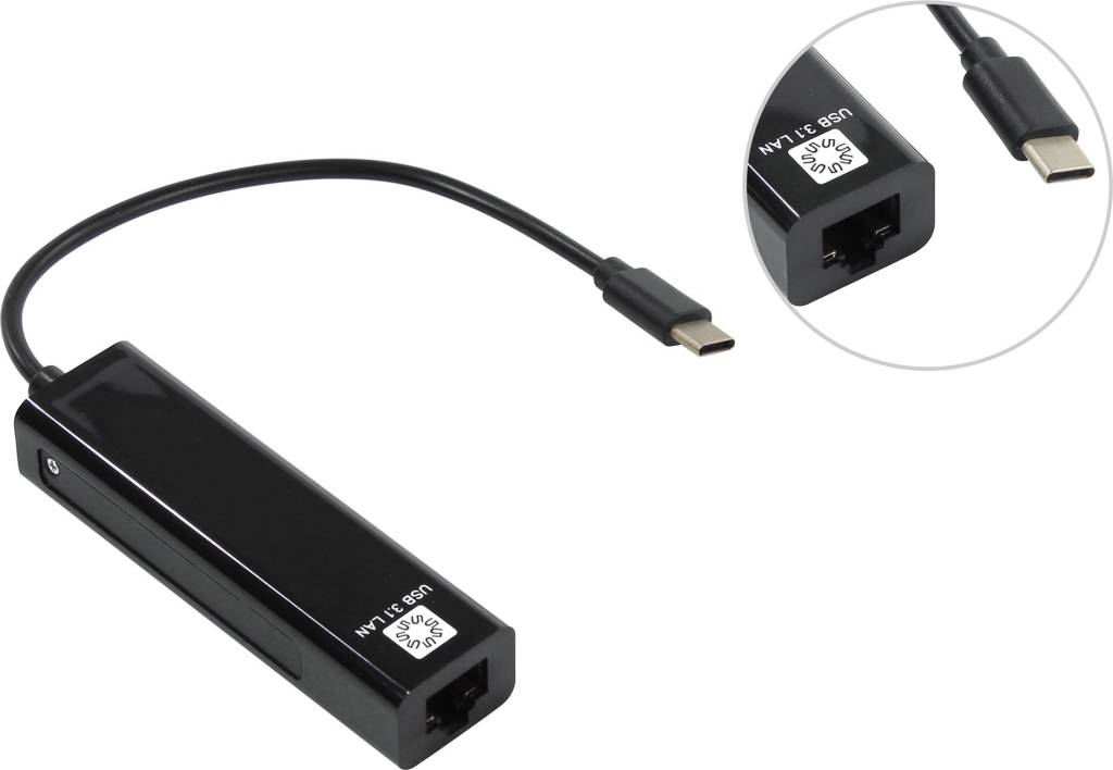    USB-C -- > UTP 100Mbps + 3-port USB2.0 Hub 5bites [UA3C-45-09BK]